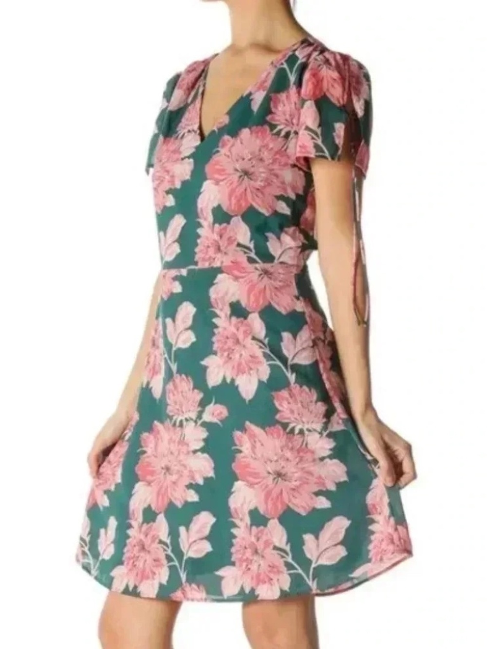 J. Crew Green and Pink Floral Dress